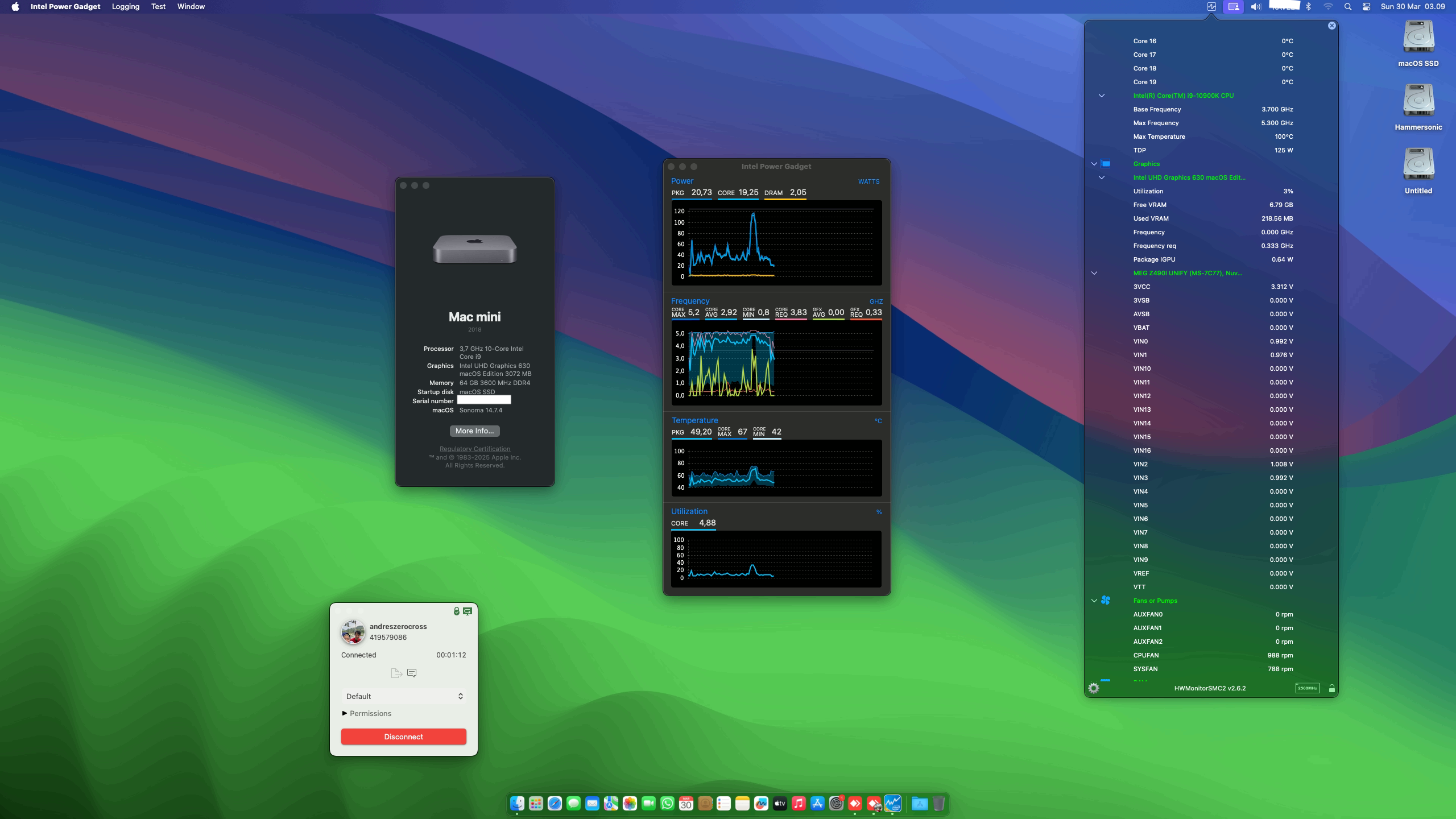 Success Hackintosh macOS Sonoma 14.7.4 Build 23H420 in MSI MEG Z490I Unify + Intel Core i9 10900K